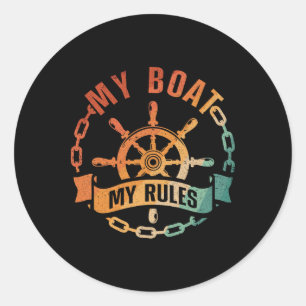 Sticker Rond Conception de capitaine de bateau cool pour hommes