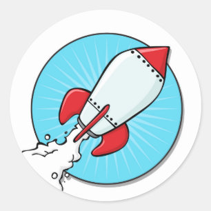Sticker Rond Conception de caricature Rocket Ship