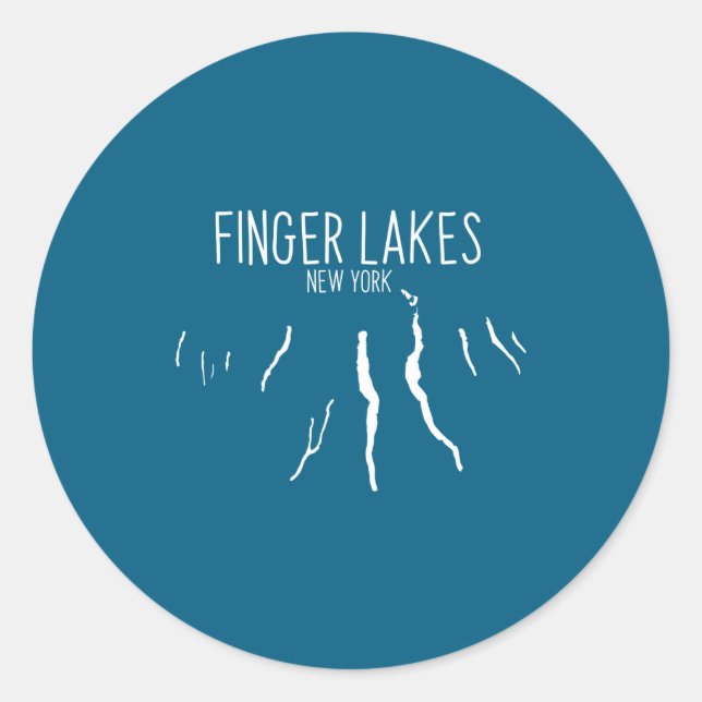 Sticker Rond Conception de carte des Finger Lakes de New York _ (Devant)