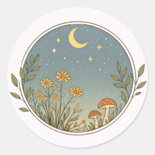 Sticker Rond Conception de cercle de jardin au clair de lune 