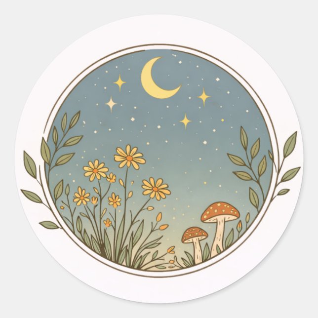 Sticker Rond Conception de cercle de jardin au clair de lune  (Devant)