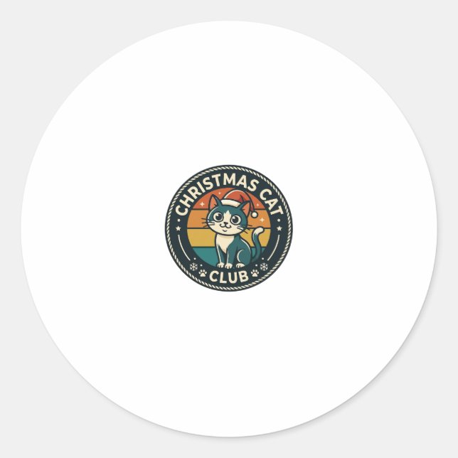 Sticker Rond Conception de chat de Noël chaton mignon - Club de (Devant)