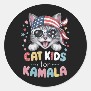 Sticker Rond Conception De Chat Joueuse Pour Enfants