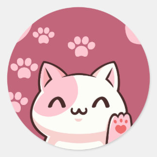 Sticker Rond Conception de chat mignon