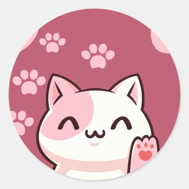 Sticker Rond Conception de chat mignon  (Devant)