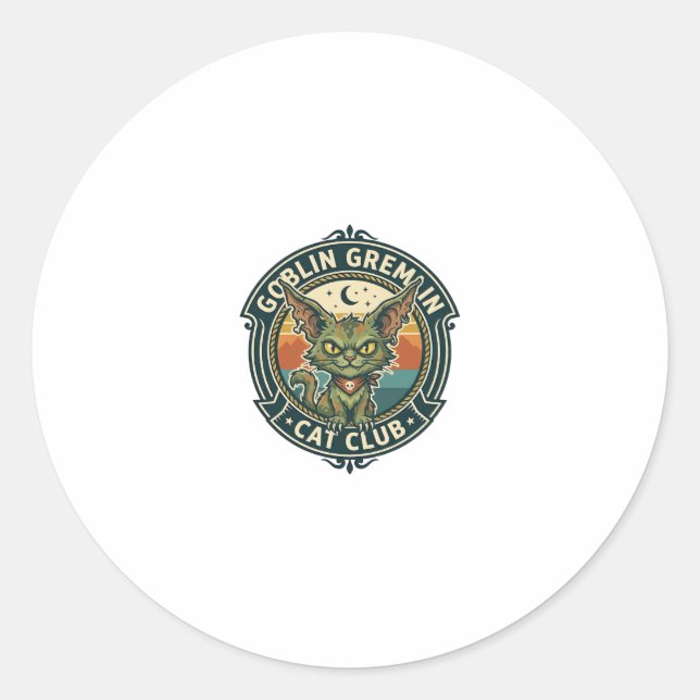 Sticker Rond Conception de chat mignon de lutin gremlin - Gobel (Devant)