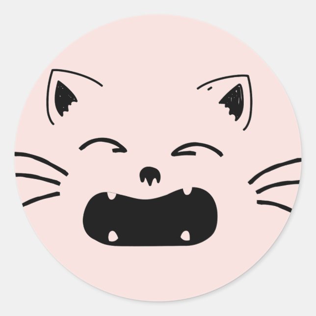 Sticker Rond Conception de chat mignon | Illustration féline ad (Devant)