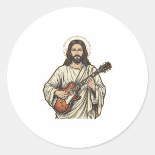 Sticker Rond Conception de chemise à gravure de guitariste sacr
