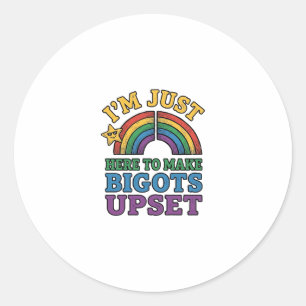 Sticker Rond Conception de chemise arc-en-ciel de fierté vintag