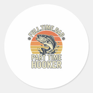 Sticker Rond Conception de chemise de bass vintage papa pêche d