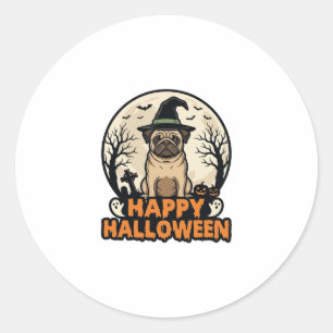 Sticker Rond Conception de chemise de chapeau de sorcière Hallo