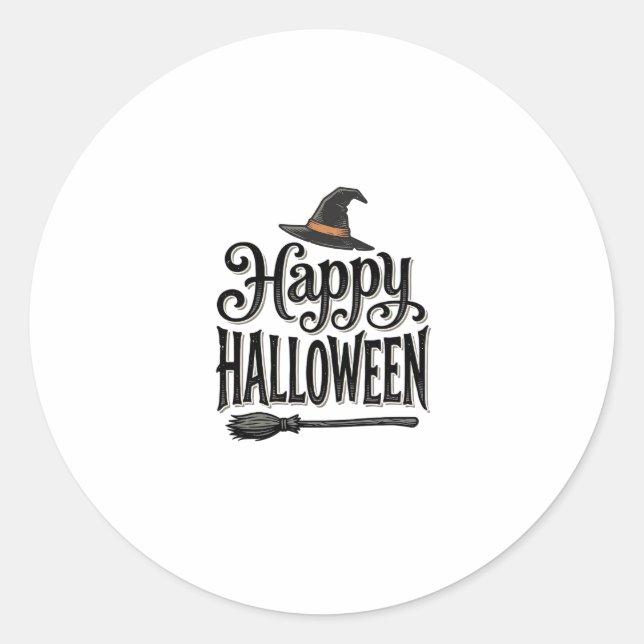 Sticker Rond Conception de chemise de chapeau de sorcière Hallo (Devant)
