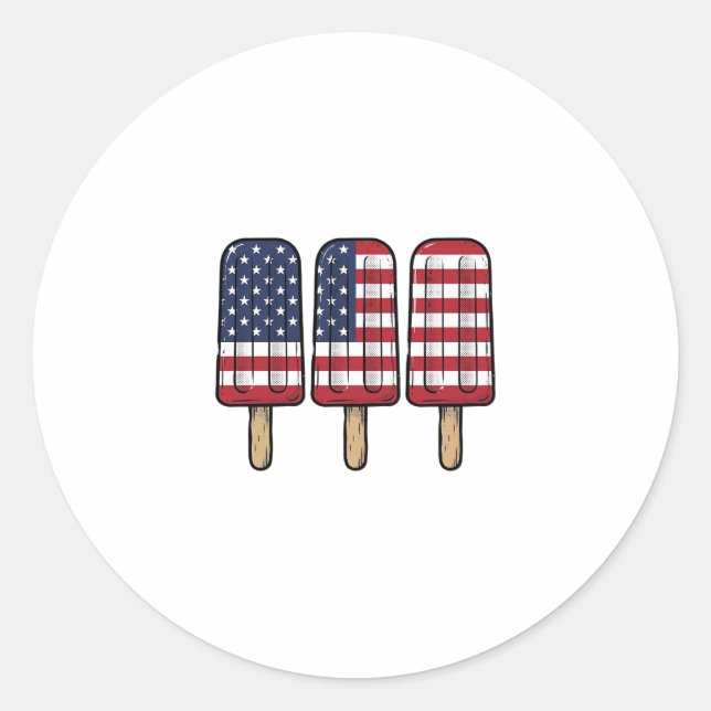 Sticker Rond Conception de chemise de drapeau de popsicle patri (Devant)