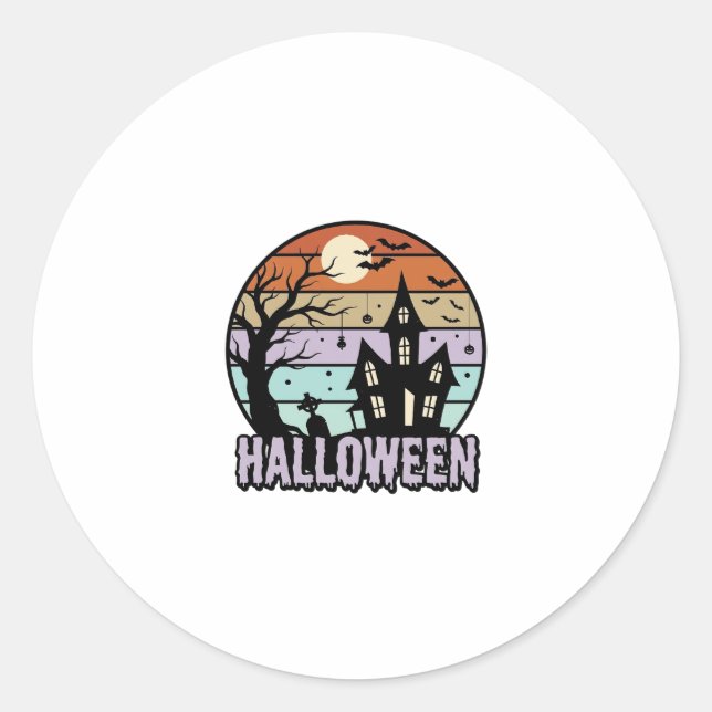 Sticker Rond Conception de chemise de maison hantée Halloween v (Devant)
