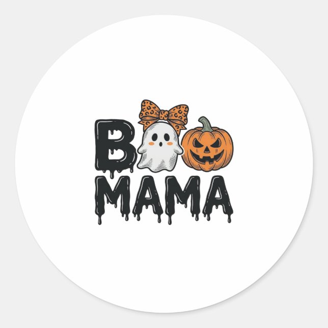 Sticker Rond Conception de chemise de maman fantôme Halloween c (Devant)