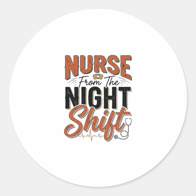 Sticker Rond Conception de chemise de nuit de garde d'infirmièr (Devant)