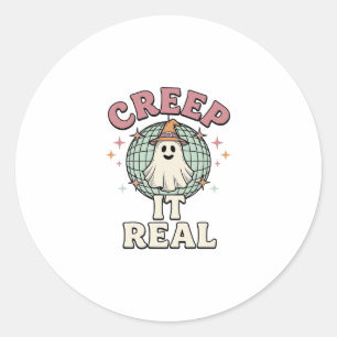 Sticker Rond Conception de chemise Halloween Ghost Disco Creep 