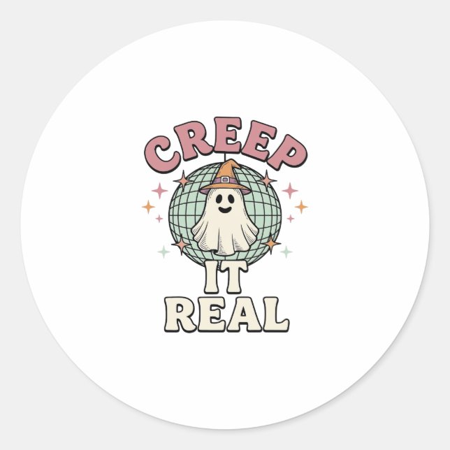 Sticker Rond Conception de chemise Halloween Ghost Disco Creep  (Devant)