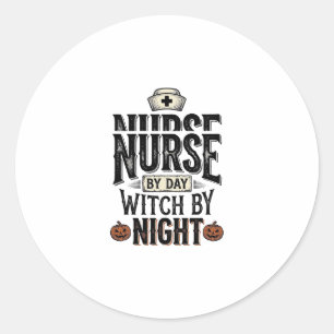 Sticker Rond Conception de chemise Halloween Sorcière de nuit I