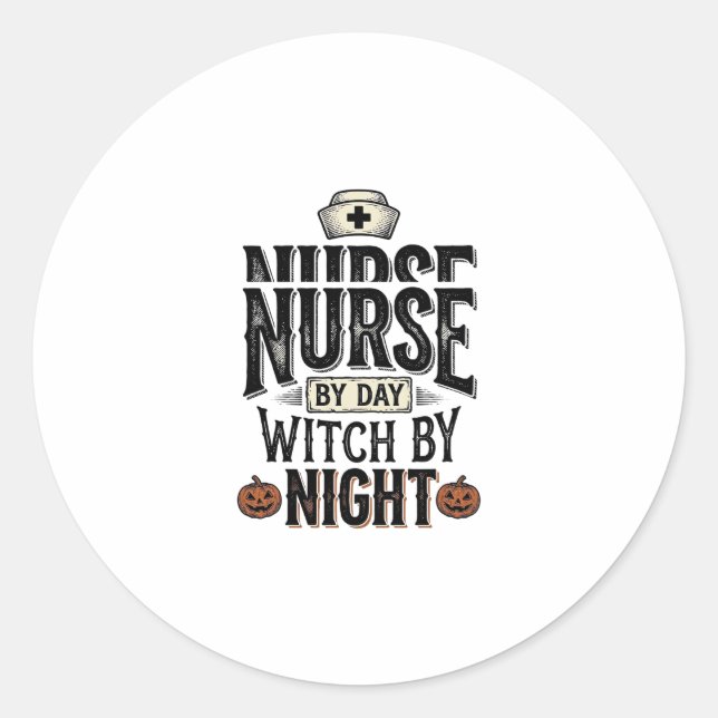 Sticker Rond Conception de chemise Halloween Sorcière de nuit I (Devant)