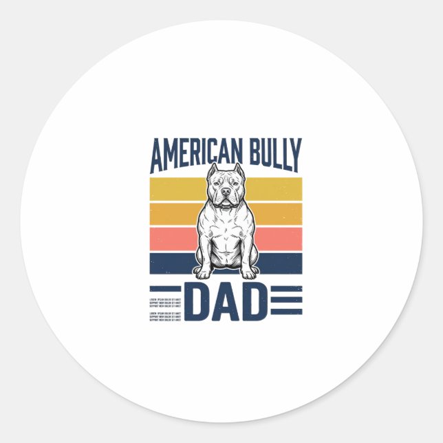 Sticker Rond Conception de chemise pour papa American Bully ama (Devant)