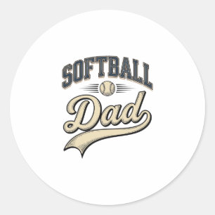 Sticker Rond Conception de chemise pour papa de softball vintag