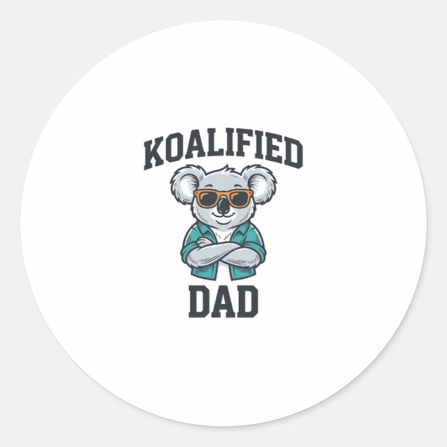 Sticker Rond Conception de chemise pour papa koalifié Koala pèr (Devant)