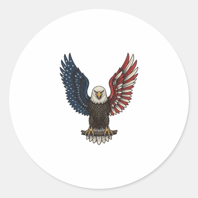 Sticker Rond Conception de chemise vectorielle aigle patriotiqu (Devant)