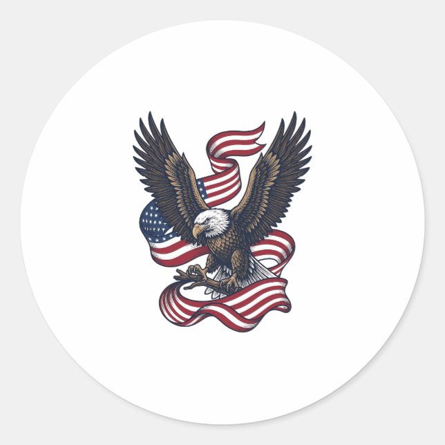 Sticker Rond Conception de chemise vectorielle aigle patriotiqu (Devant)