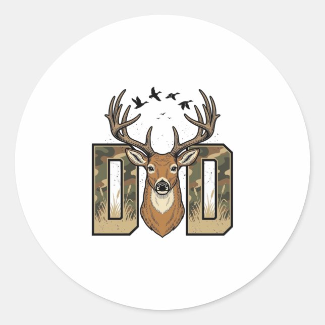 Sticker Rond Conception de chemise vectorielle Buck Camo Papa c (Devant)