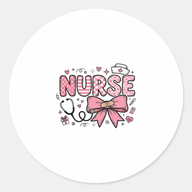 Sticker Rond Conception de chemise vectorielle Cute Nurse Bow H (Devant)