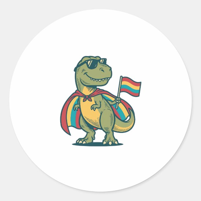Sticker Rond Conception de chemise vectorielle de dinosaure de  (Devant)
