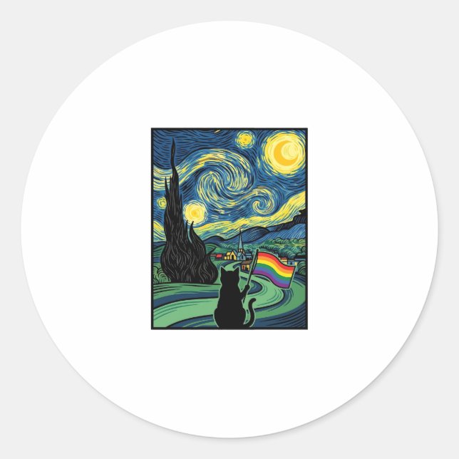Sticker Rond Conception de chemise vectorielle de paysage noctu (Devant)