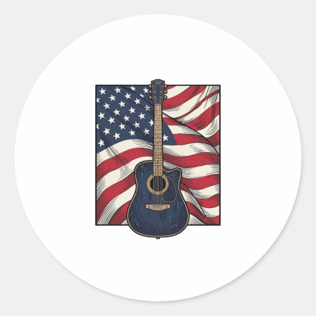 Sticker Rond Conception de chemise vectorielle drapeau patrioti (Devant)
