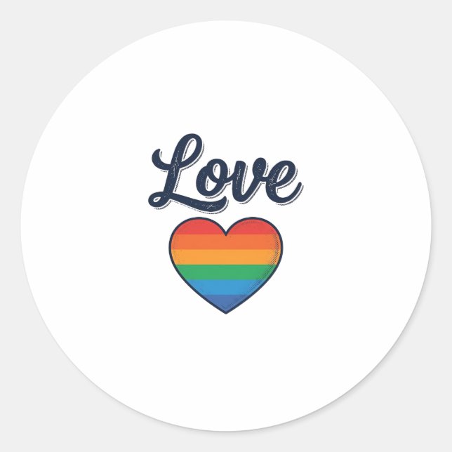 Sticker Rond Conception de chemise vectorielle Love Rainbow Hea (Devant)