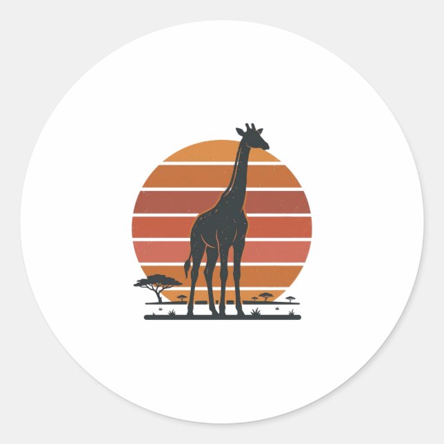 Sticker Rond Conception de chemise vectorielle Safari Coucher d (Devant)