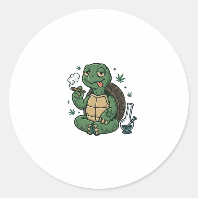 Sticker Rond Conception de chemise vectorielle tortue stoner vi (Devant)