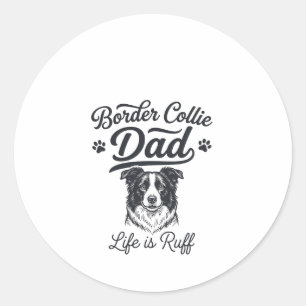 Sticker Rond Conception de chemise vintage Border Collie Papa L