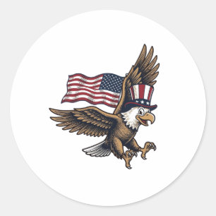 Sticker Rond Conception de chemise vintage drapeau aigle patrio