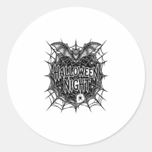 Sticker Rond Conception de chemise vintage Halloween Night Bat 