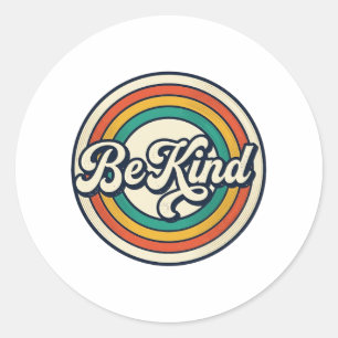 Sticker Rond Conception de chemise vintage rétro arc-en-ciel So
