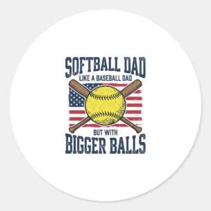 Sticker Rond Conception de chemise Vintage Softball Dad Bigger