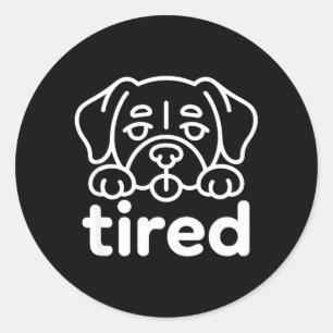 Sticker Rond Conception de chien fatigué mignon