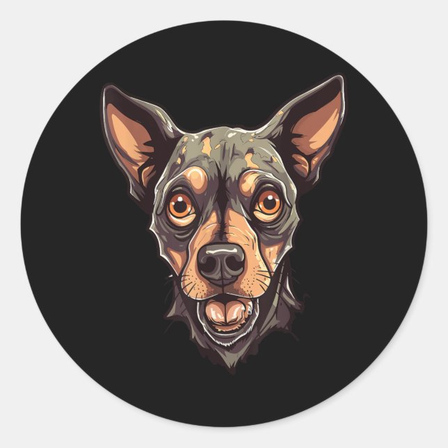 Sticker Rond Conception de chien zombie Halloween drôle 2 (Devant)