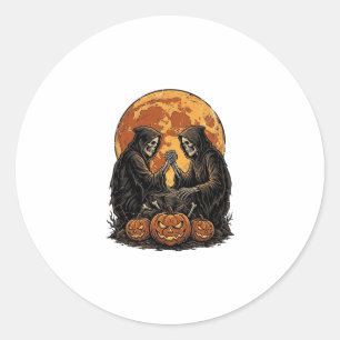 Sticker Rond Conception de citrouille de Halloween de faucheurs