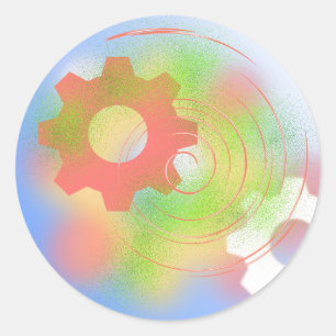 Sticker Rond Conception de cog Abstraite