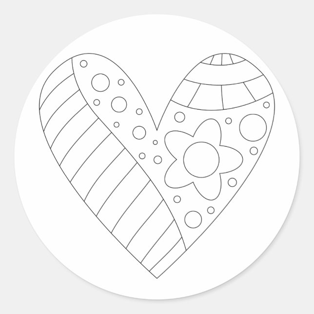 Sticker Rond Conception de coloration cardiaque (Devant)