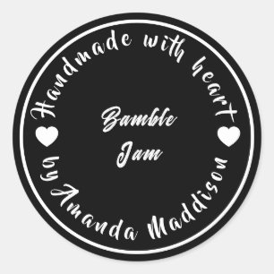 Sticker Rond Conception de confiture cœur fait avec amour