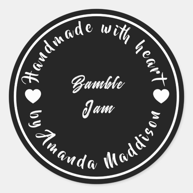 Sticker Rond Conception de confiture cœur fait avec amour (Devant)