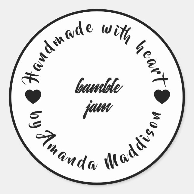 Sticker Rond Conception de confiture cœur fait avec amour (Devant)